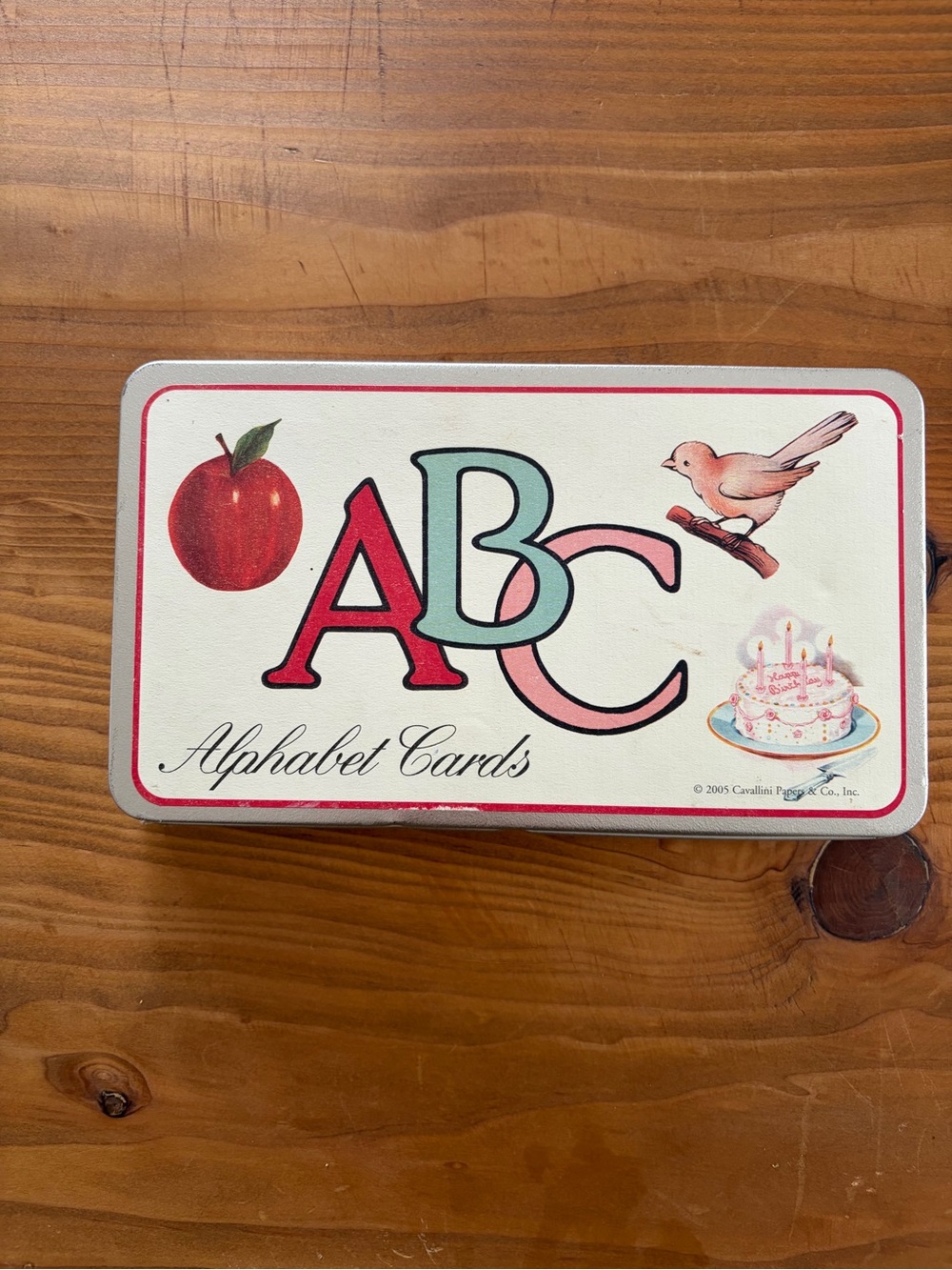 ABC Alphabet Cards Tin - Pastel Red, Pink, Teal